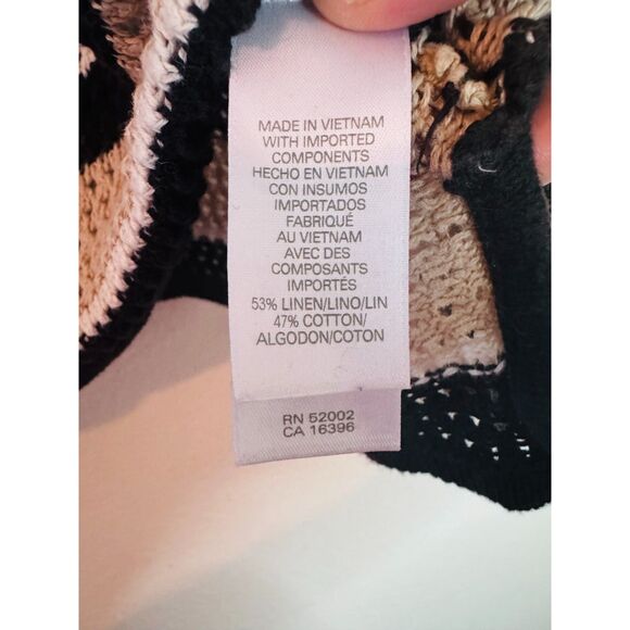 Liz Claiborne Striped Crochet Knit Linen Blend Pullover Sweater XL - Picture 6 of 6